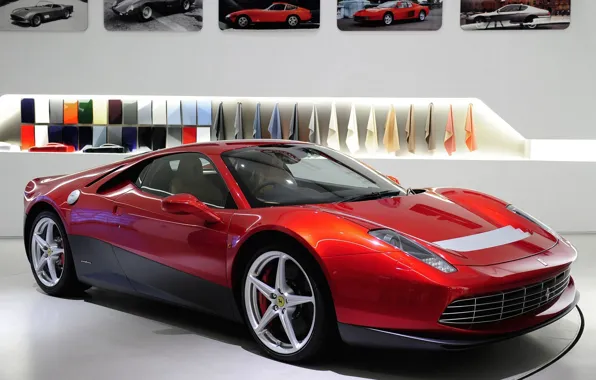 Картинка красный, фон, Феррари, фотографии, Ferrari, суперкар, передок, спец.версия, SP12