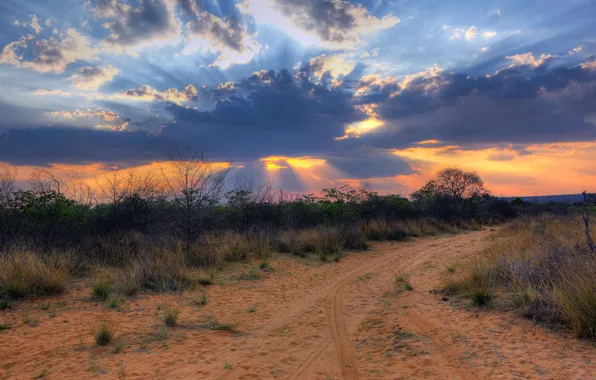 Картинка облака, пейзаж, закат, пустыня, Африка, Намибия, Южная Африка