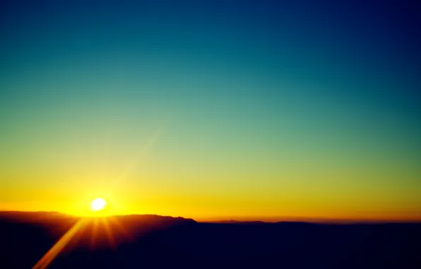 Картинка солнце, пейзаж, закат, горы, Испания