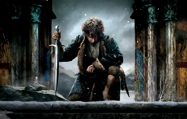 Картинка меч, фэнтези, хоббит, Martin Freeman, Мартин Фриман, Bilbo Baggins, The Hobbit: The Battle of the …
