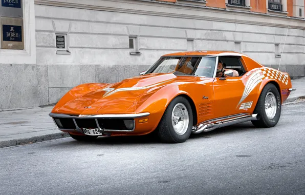 Картинка авто, оранжевый, corvette, chevrolet, muscle car
