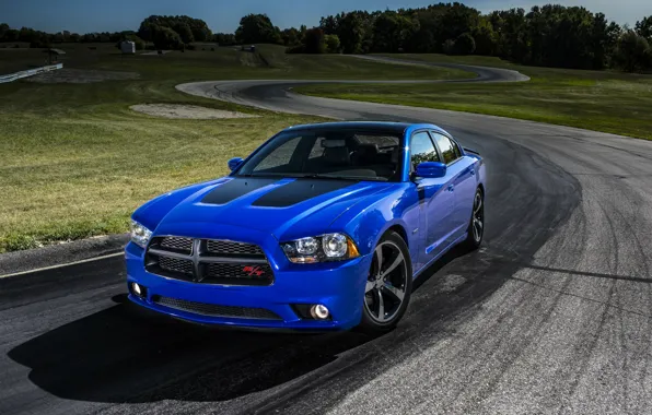 Картинка синий, Dodge, седан, додж, Charger, трэк, Sedan, R/T, Muscle Car, Daytona, V-8