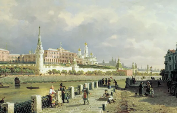 Картинка картина, Верещагин, Вид Московского кремля