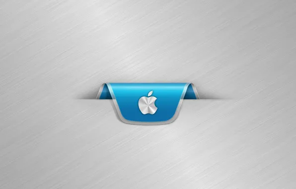 Картинка металл, полосы, Apple, серебро, яблоко, минимализм, лого, закладка
