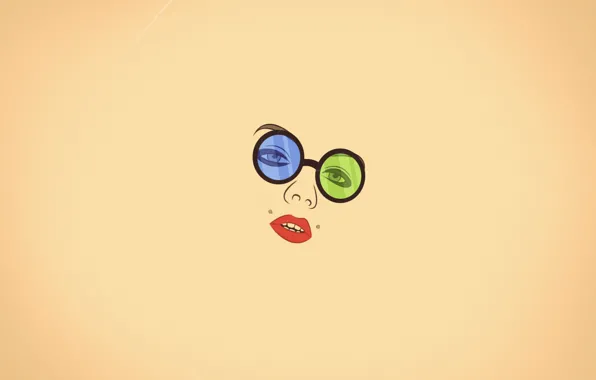 Картинка взгляд, девушка, лицо, минимализм, пирсинг, очки, губы, ваниль