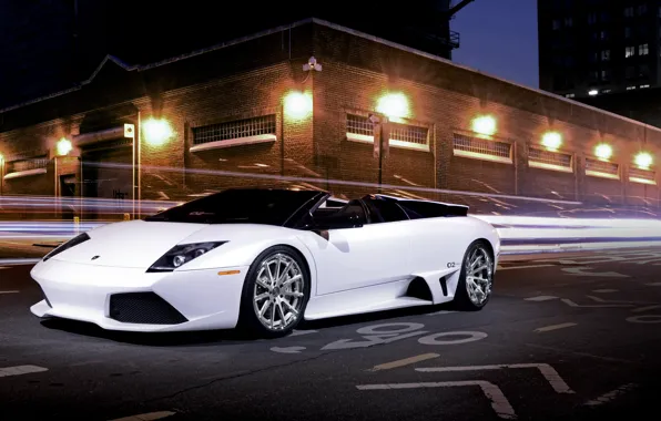 Картинка ночь, улица, supercar, Lamborghini Murcielago, ламборгини, автообои, LP640 Roadster