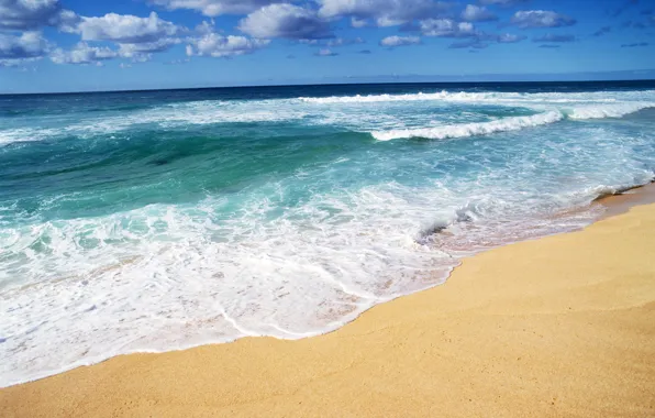 Картинка песок, море, волны, пляж, лето, берег