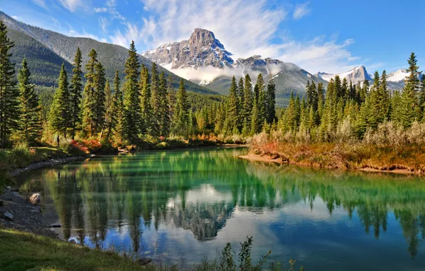 Картинка лес, горы, природа, озеро, канада