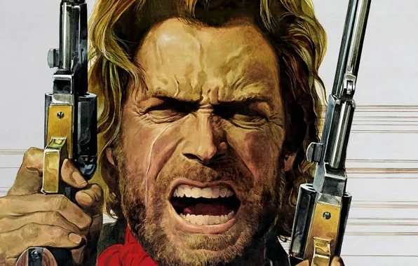 Картинка лицо, арт, револьвер, вестерн, Clint Eastwood, Клинт Иствуд, кольт, josey wales