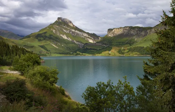 Картинка горы, озеро, Франция, Альпы, France, Alps, Savoie, озеро Розеленд, Roselend Lake, Савойя