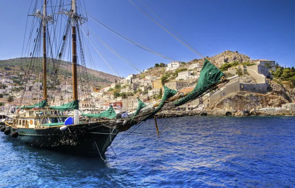 Картинка море, природа, парусник, Греция, судно, Greece