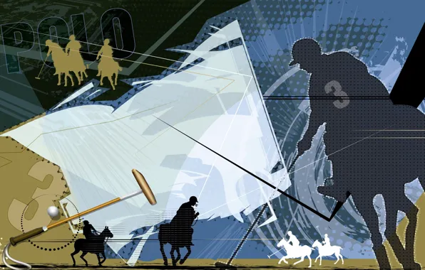 Картинка поле, коллаж, обои, лошадь, мяч, вектор, силуэт, клюшка, Polo, 2014, поло