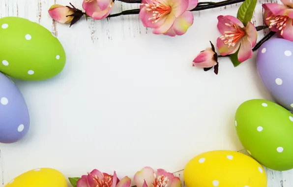 Картинка цветы, яйца, Пасха, flowers, spring, Easter, eggs, card