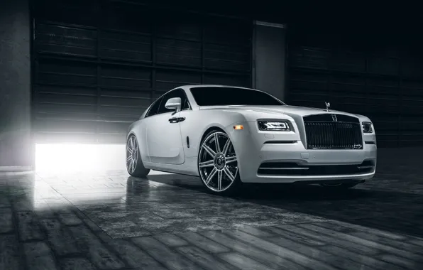 Картинка Rolls-Royce, Car, Front, White, Wheels, Class, Premium, Wraith, Vellano