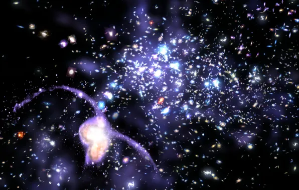 Картинка вселенная, скопление, галактики
