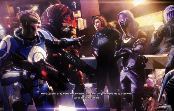 Картинка shepard, Tali Zorah, Mass Effect, Tali, fan, urdnot wrex, Asari, Krogan, Batarian