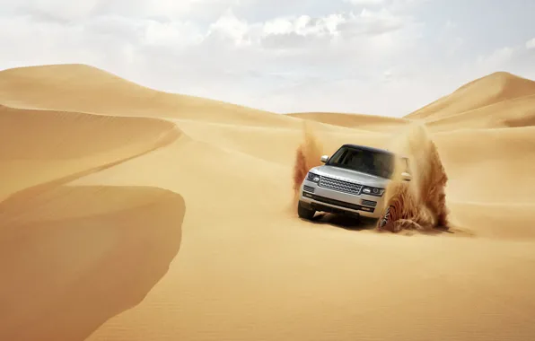 Картинка песок, пустыня, внедорожник, range rover