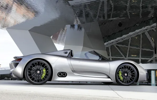 Картинка Concept, Porsche, колеса, диски, порше, вид сбоку, Spyder, 918, тормоза