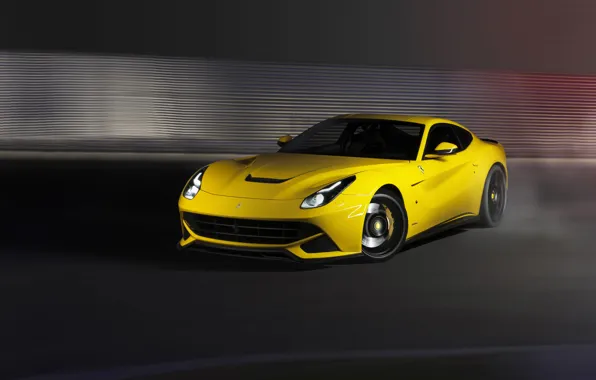 Картинка Ferrari, yellow, f12, berlinetta, novitec rosso
