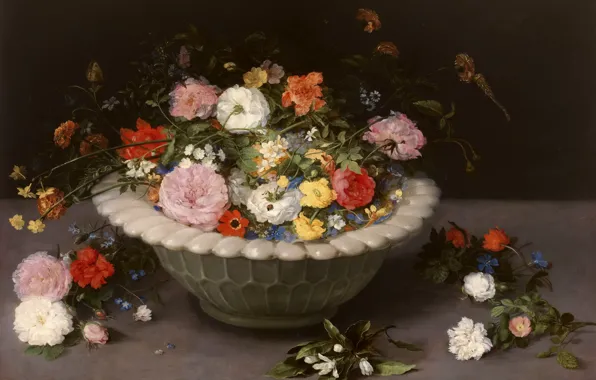 Картинка цветы, букет, натюрморт, живопись, Арт, золотой век