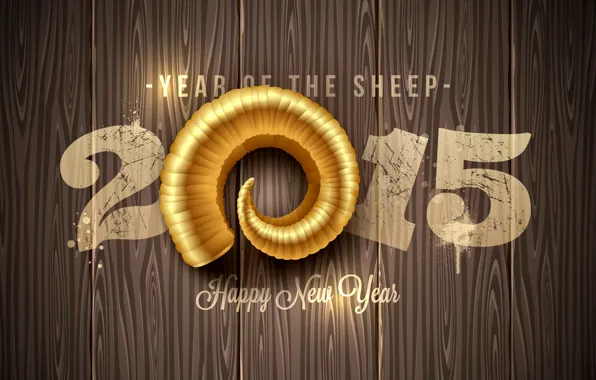 Картинка Новый Год, golden, New Year, sheep, Happy, 2015, год овцы