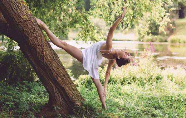 Картинка девушка, дерево, танец, Dancing in the nature