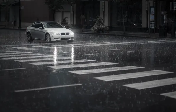 Картинка машина, дождь, улица, автомобиль, BMW M3