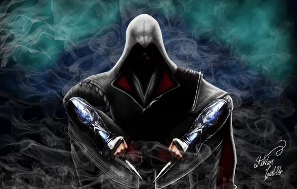 Картинка дым, ножи, Assassin, убийца, Assassin's Creed, Assassin's Creed Brotherhood, видеоигра, Ассасин