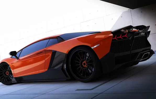Картинка Lamborghini, карбон, красная, Aventador