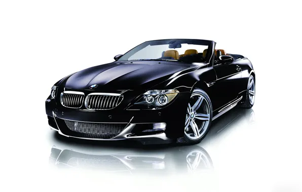 Картинка 2006, BMW, БМВ, белый фон, черная, Convertible, 6-er, 6 серия, М Спорт