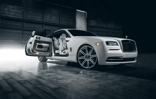 Картинка Rolls-Royce, Car, White, Wheels, Class, Premium, Wraith, Vellano