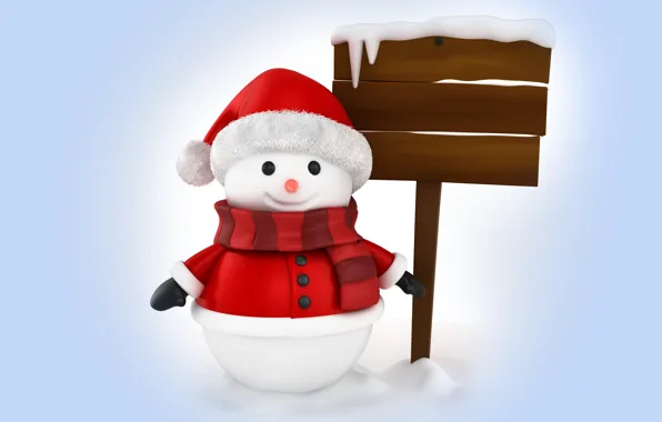 Картинка зима, снег, снеговик, christmas, new year, winter, snow, cute, snowman, santa