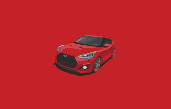Картинка Red, Car, Hyundai, Veloster, Minimalistic