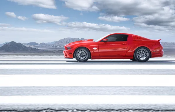 Картинка красный, Mustang, Ford, Shelby, GT500, мустанг, профиль, red, мускул кар, форд, шелби, muscle car, profile, …