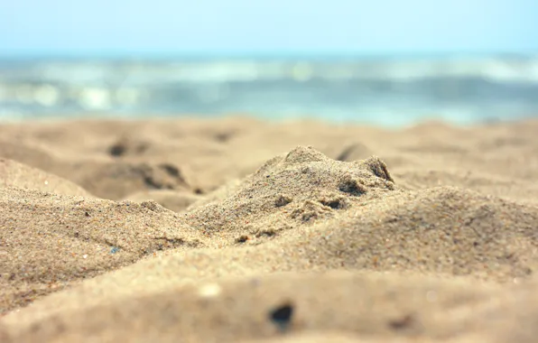 Картинка песок, море, волны, пляж, лето, вода, макро, пейзаж, природа