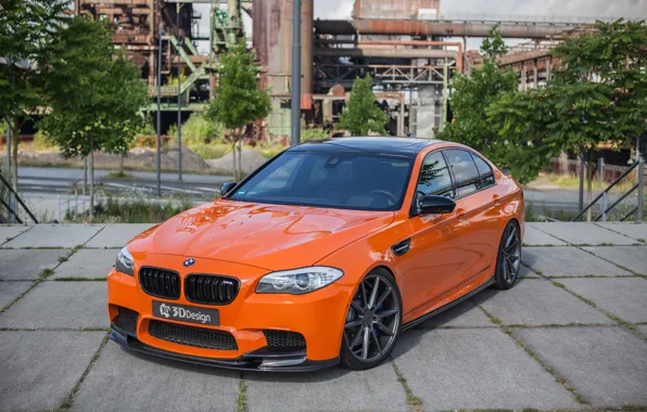 Картинка car, тюнинг, BMW, автомобиль, передок, orange, 3D Design