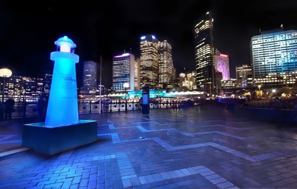 Картинка ночь, сидней, light, австралия, night, Australia, Sydney, downtown, Harbor and Skyline
