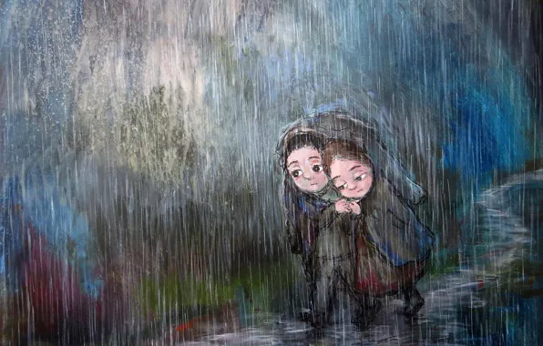Картинка дождь, пара, двое, Нино Чакветадзе
