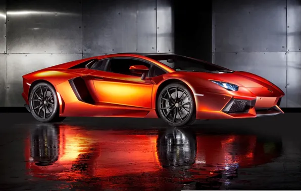 Картинка supercar, orange, ламборгини, автообои, Lamborghini Aventador, hq wallpaper