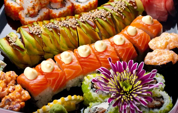 Картинка рыба, sushi, суши, роллы, морепродукты, японская кухня