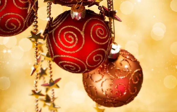 Картинка праздник, шары, игрушки, блеск, новый год, блестки, бусы, декорации, happy new year, christmas decoration, новогодние …