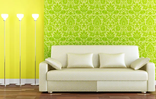 Картинка зеленый, стиль, фон, диван, интерьер