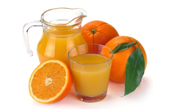 Картинка стакан, апельсины, сок, кувшин, фрукты, апельсиновый сок