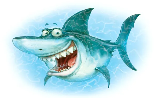 Картинка волны, белый, вода, фон, минимализм, акула, зубы, рот, подводное