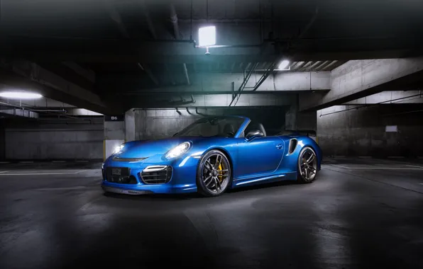 Картинка синий, 911, Porsche, кабриолет, порше, Turbo, Cabriolet, турбо, TechArt