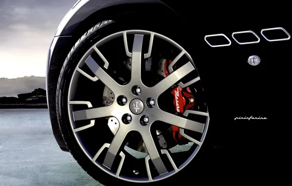 Картинка Maserati, Черный, колесо, Мазерати