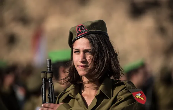 Картинка девушка, оружие, солдат, Israel Defense Forces