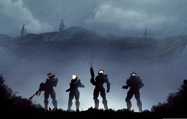 Картинка ночь, солдаты, kelly, halo, spartan, linda, master chief, Halo 5: Guardians, blue team, guardians, Kelly-087, …