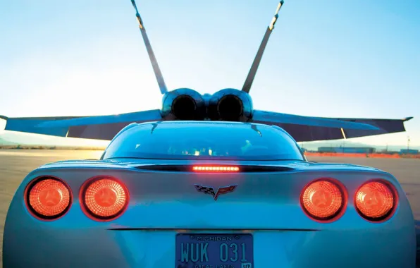 Картинка самолет, зад, Corvette, истребитель