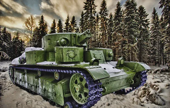Картинка зима, арт, танк, Т-28, перешеек, 1939-1940 гг, карельский, советско-финская война